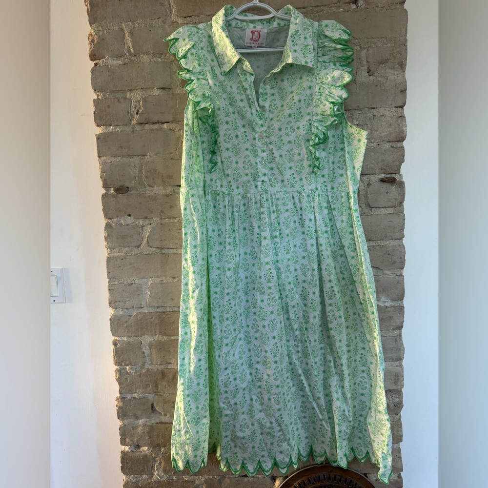 Victoria Dunn Green Floral Trellis Dress